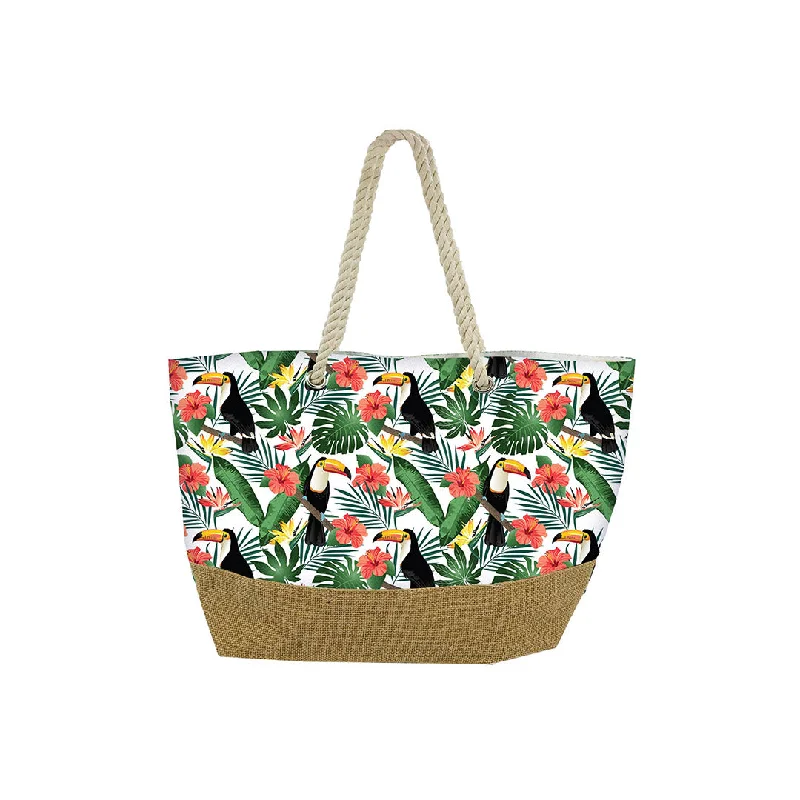 ladies handbags with chain straps-Beach bag Tropical flowers