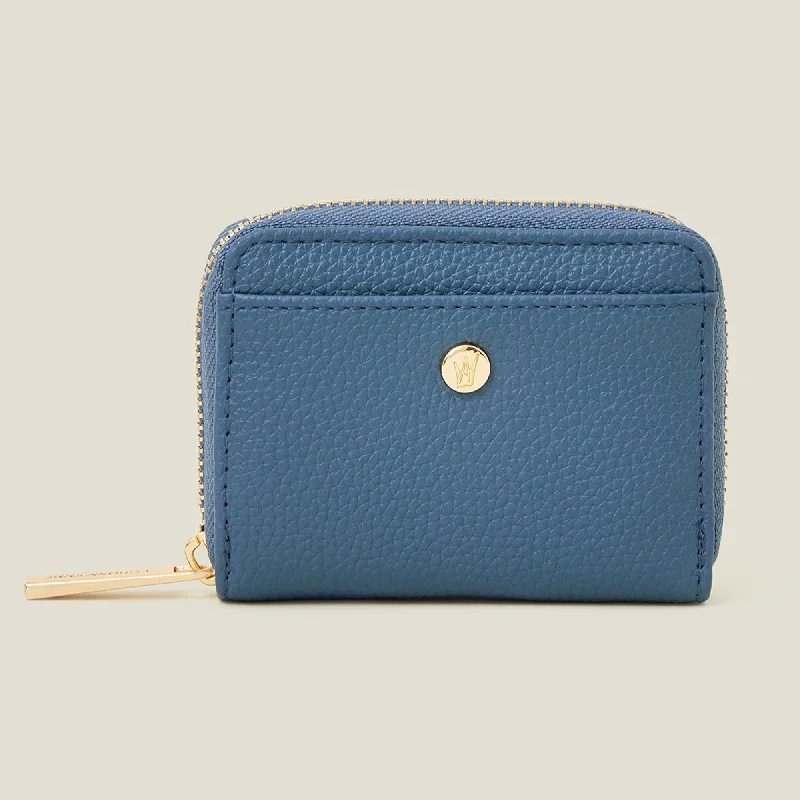 ladies handbags with pearl studs-Accessorize London Women's Blue Mini Faux Leather Purse