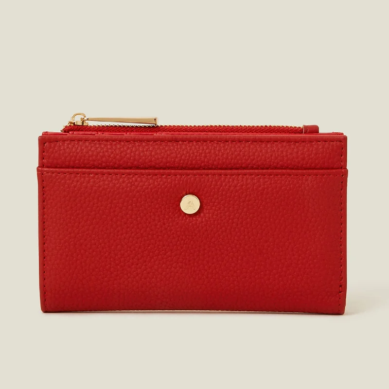 ladies wallet in navy blue-Accessorize London Women's Faux Leather Red Medium Slimline Wallet