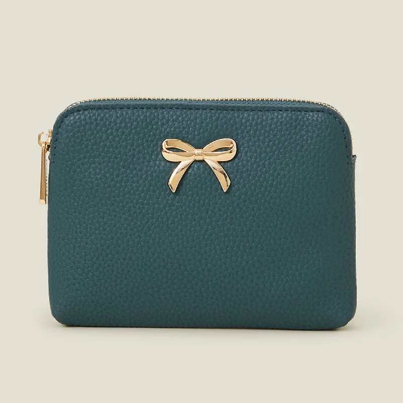 ladies handbags sky blue-Accessorize London Women's Green Classic Coinpurse Bow