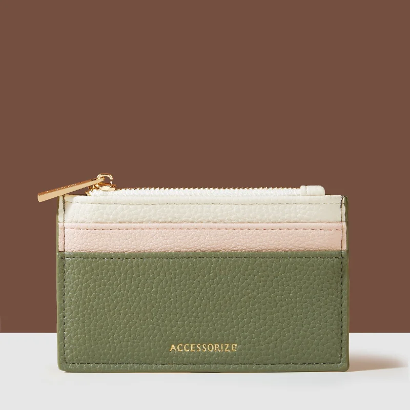 ladies handbags blush pink-Accessorize London Women's Green Colour Block Card Holder