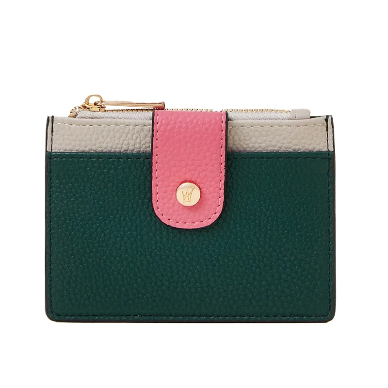 ladies handbags for formal events-Accessorize London Women's Green Colourblock Card Holder