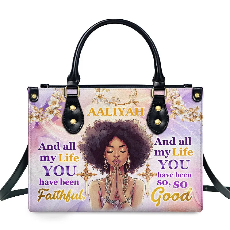 ladies handbags for party-And All My Life You Have Been Faithful - Personalized Leather Handbag SBLHBLHA2294T