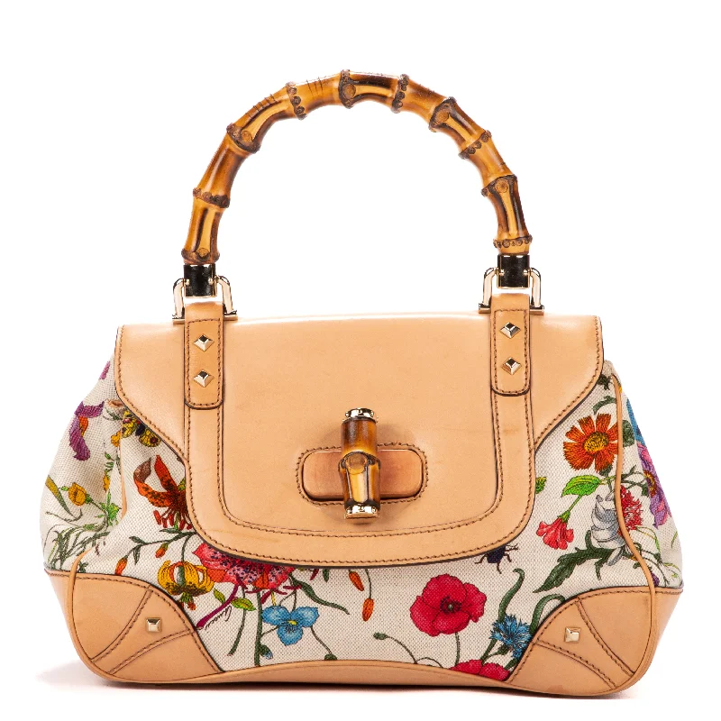 Ladies shoulder bag in coral-Bamboo Flora