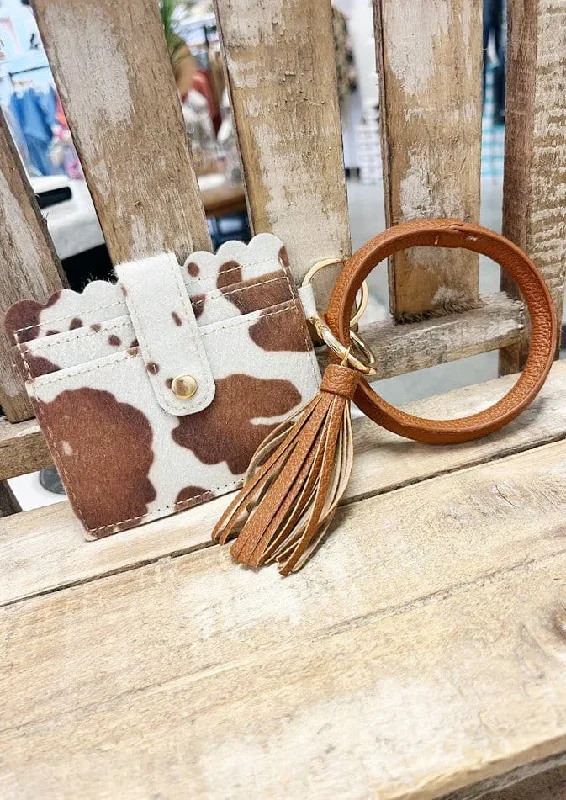 ladies wallet with rose gold accents-BB139X115 Cow Hide Bangle/Key-Chain/Wallet w/ ID Window