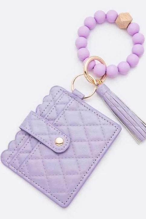 ladies wallet for casual looks-BB139X181 Jessica Quilted Beaded Keychain Bracelet Wallet