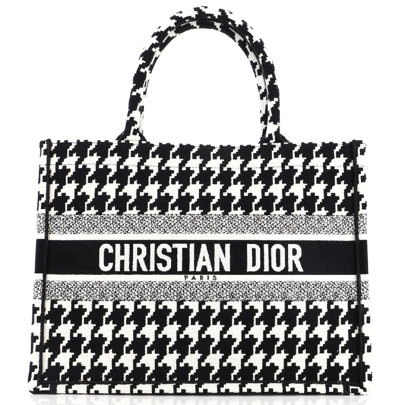 Ladies tote bag for social media-Book Tote Houndstooth Canvas Medium