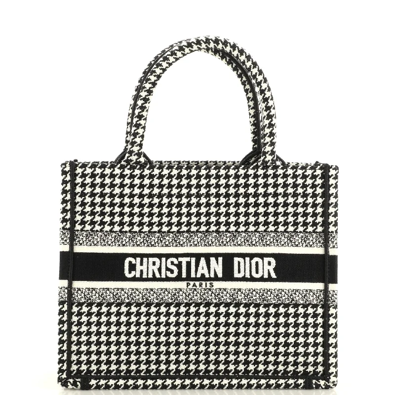 Ladies tote bag for weekend-Book Tote Houndstooth Canvas Small