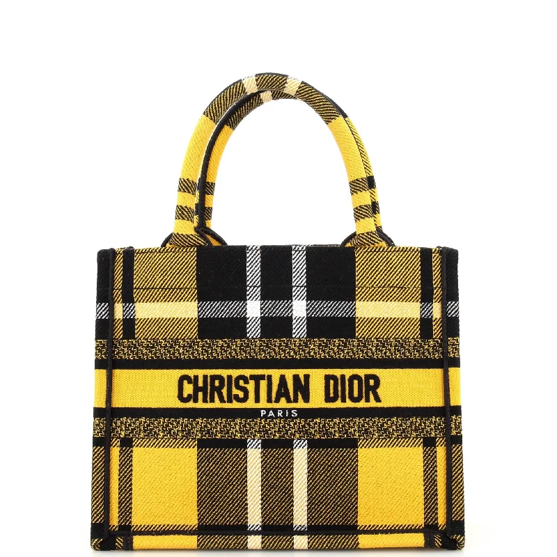 Ladies tote bag for minimalists-Book Tote Tartan Check Canvas Small