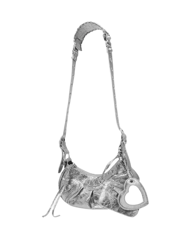 Ladies shoulder bag for cyclists-Cagole Shoulder Xs Bag - Balenciaga -  Silver - Leather