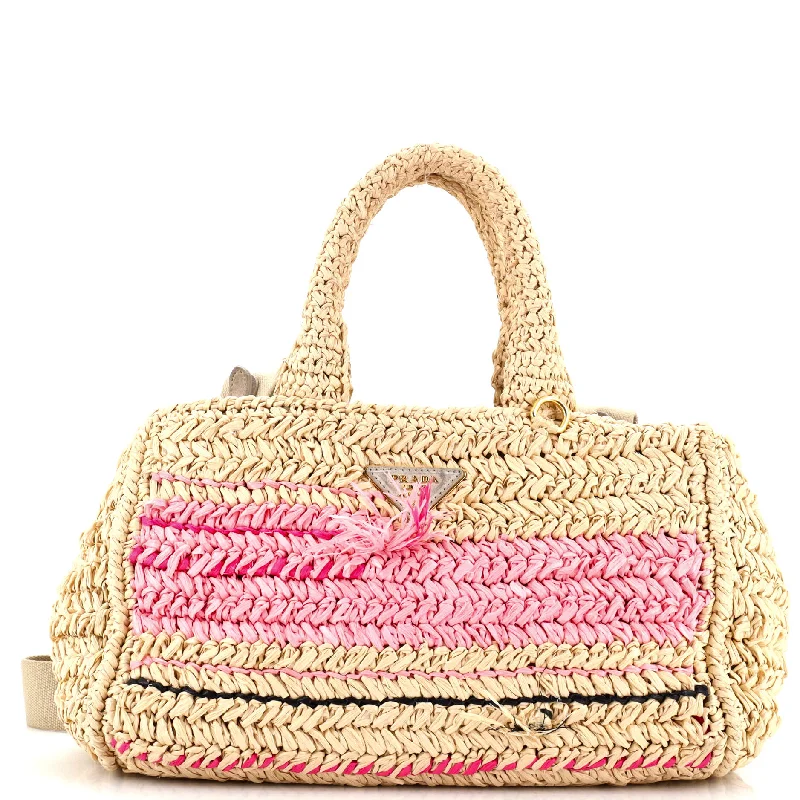 Ladies tote bag multi-purpose-Canapa Convertible Tote Raffia Crochet Small