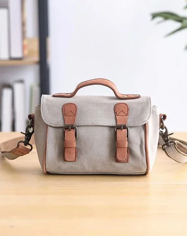 ladies handbags lightweight leather-Canvas Leather Womens Green handbag Side Bag Khaki Messenger Bag Small Shoulder Bag For Men