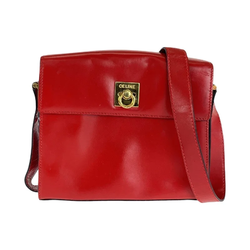 Ladies shoulder bag for casual outings-Celine Vintage Logo Ring Leather Shoulder Bag