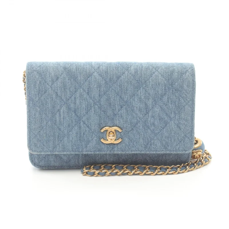 Ladies shoulder bag in herringbone pattern-Chanel Denim Matelasse Shoulder Bag