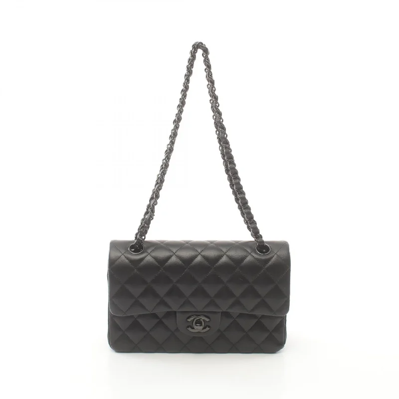 Ladies shoulder bag with quilted flap-Chanel Lambskin Matelasse W Flap Shoulder Bag