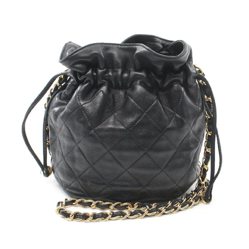 Ladies shoulder bag with twist lock-Chanel Matelasse Lambskin Shoulder Bag Black