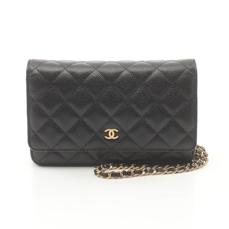 Ladies shoulder bag for knitters-Chanel Matelasse Leather Shoulder Bag Black