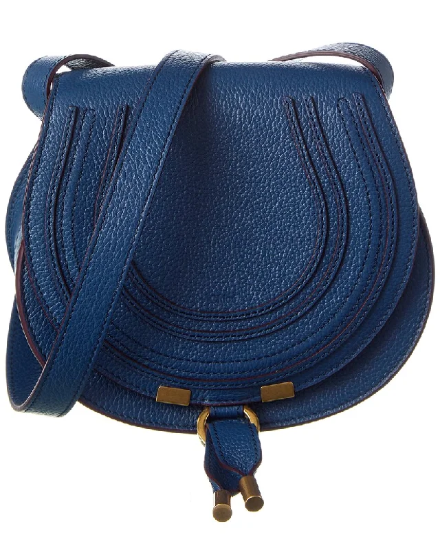 Ladies shoulder bag for road trips-Chloé Marcie Small Leather Saddle Bag