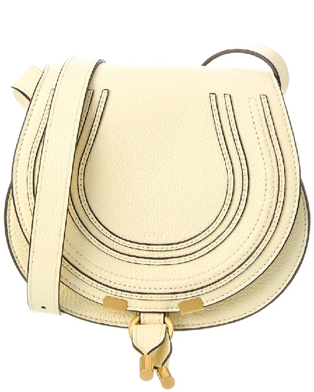 Ladies shoulder bag in sapphire blue-Chloé Marcie Small Leather Saddle Bag