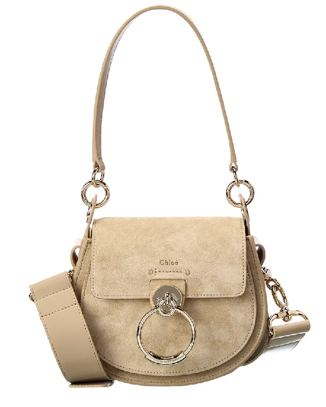 Ladies shoulder bag with belt detail-Chloé Tess Small Leather & Suede Shoulder Bag