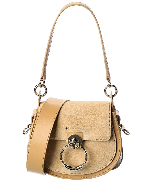 Ladies shoulder bag with hobo style-Chloe Tess Small Suede & Leather Shoulder Bag