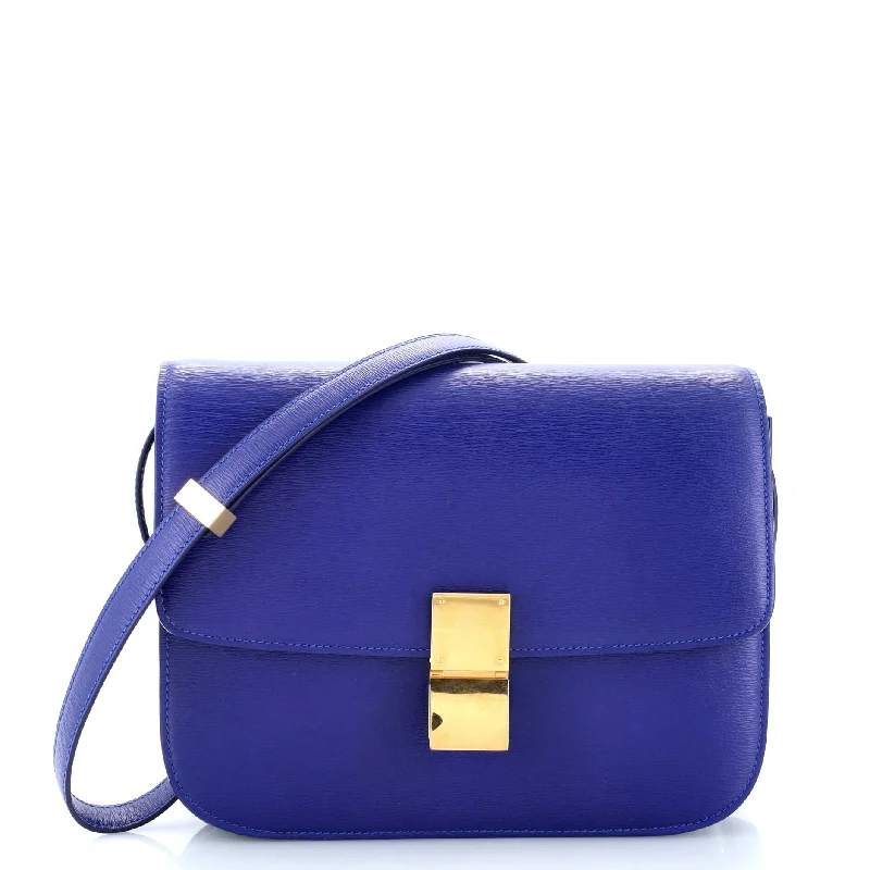 Ladies shoulder bag with colorful straps-Classic Box Bag Grainy Leather Medium