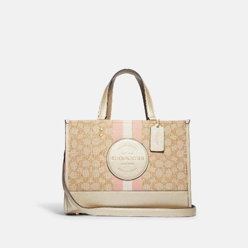 ladies handbags with buckle-Coach Outlet Dempsey Carryall In Signature Jacquard With Stripe And Coach Patch