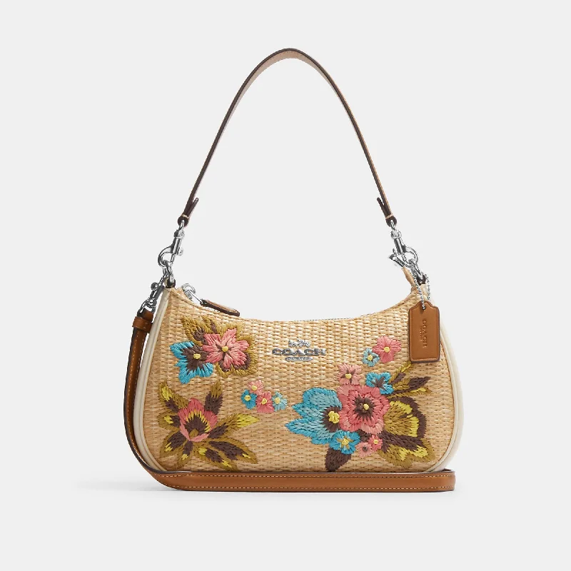 Ladies shoulder bag with keychain-Coach Outlet Teri Shoulder Bag With Floral Embroidery