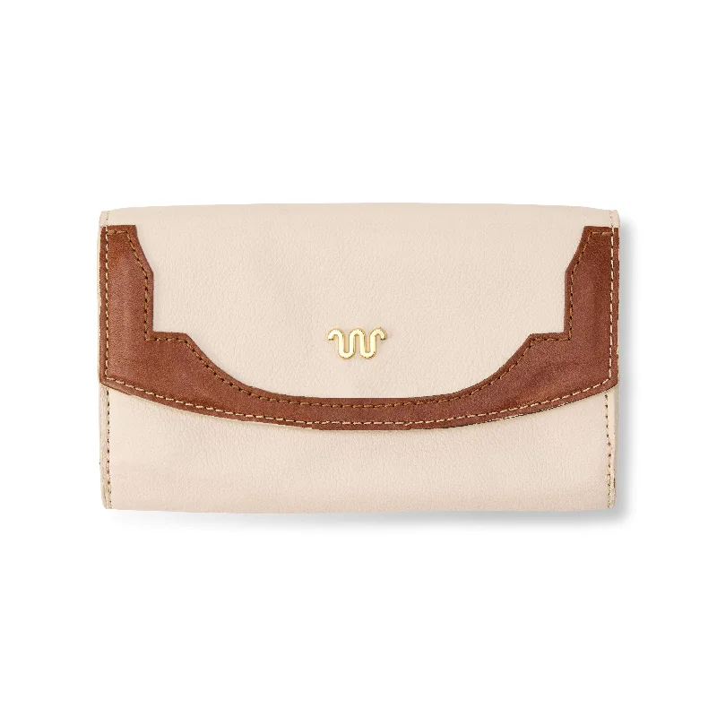 ladies wallet in vegan suede-Continental Wallet With Brass W