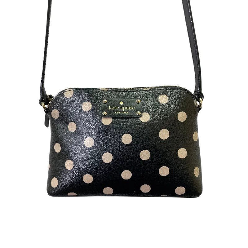 Vegan leather ladies crossbody bag-Crossbody Designer By Kate Spade In Black & Tan, Size:Small