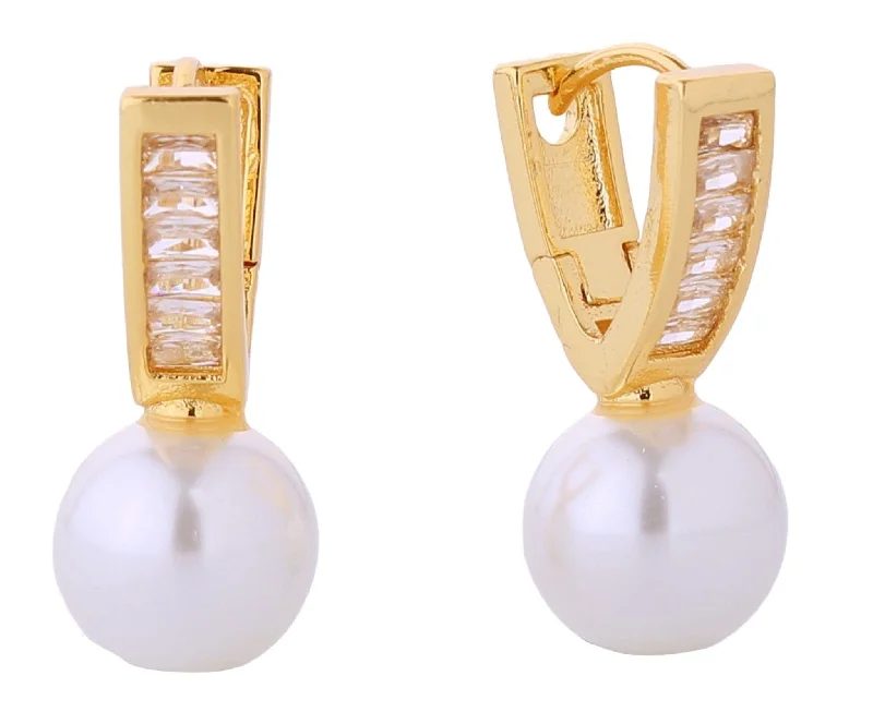 ladies handbags with pearl accents-DJE310721 14K Pearl Drop Earrings