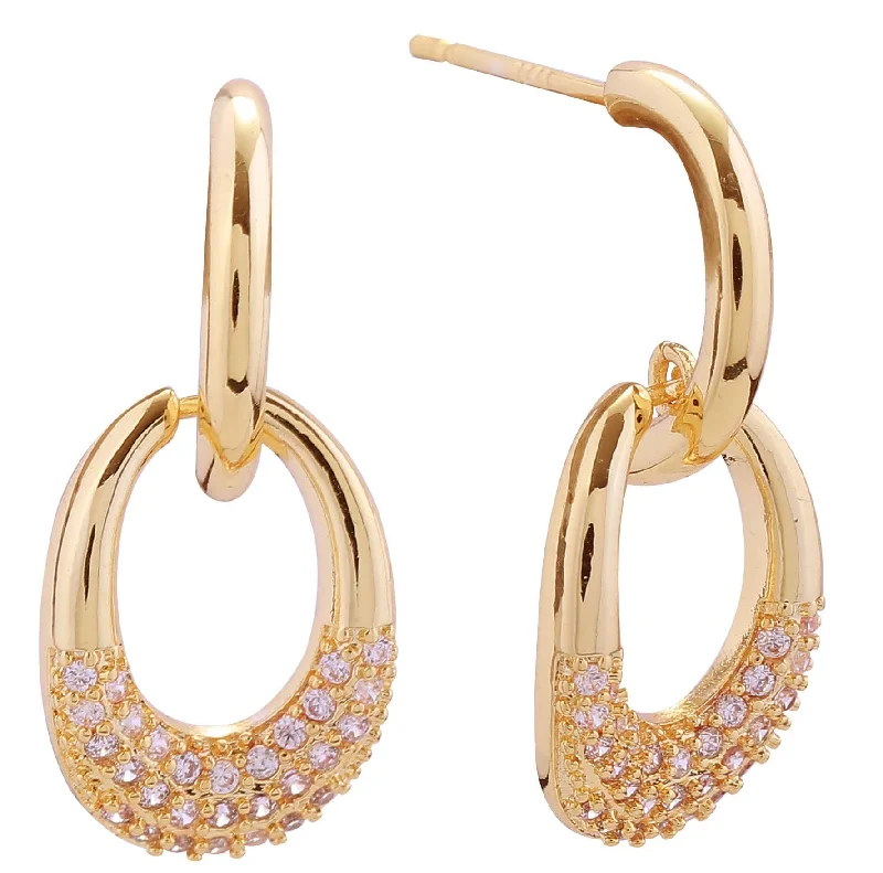 ladies handbags for festive occasions-DJE310824 14K Lucky Drop Pave CZ Post Earrings