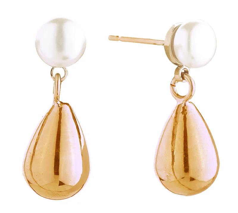 ladies handbags elegant fabric-DJE310889 14K Teardrop Pearl Post Earrings