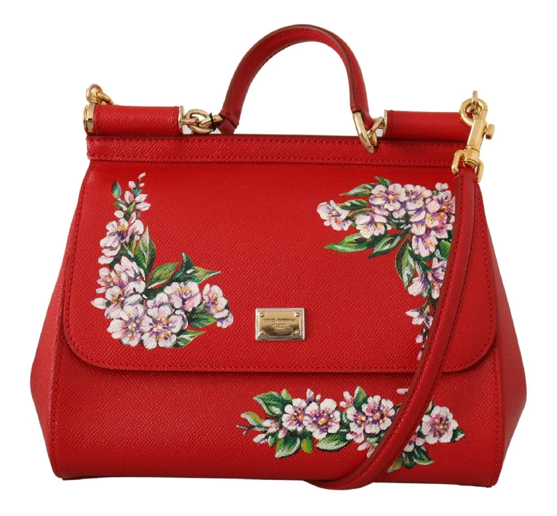 Ladies shoulder bag for gym-Dolce & Gabbana Leather Medium SICILY Shoulder Purse Women's Bag