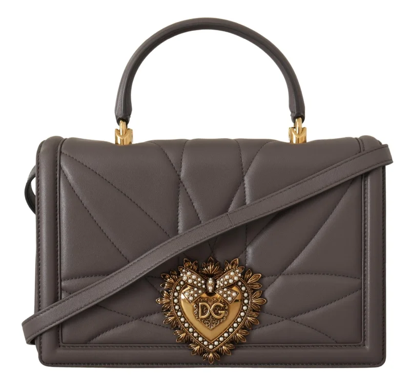 Ladies shoulder bag for vacation-Dolce & Gabbana Leather Nappa Small Shoulder Strap DEVOTION Women's Bag