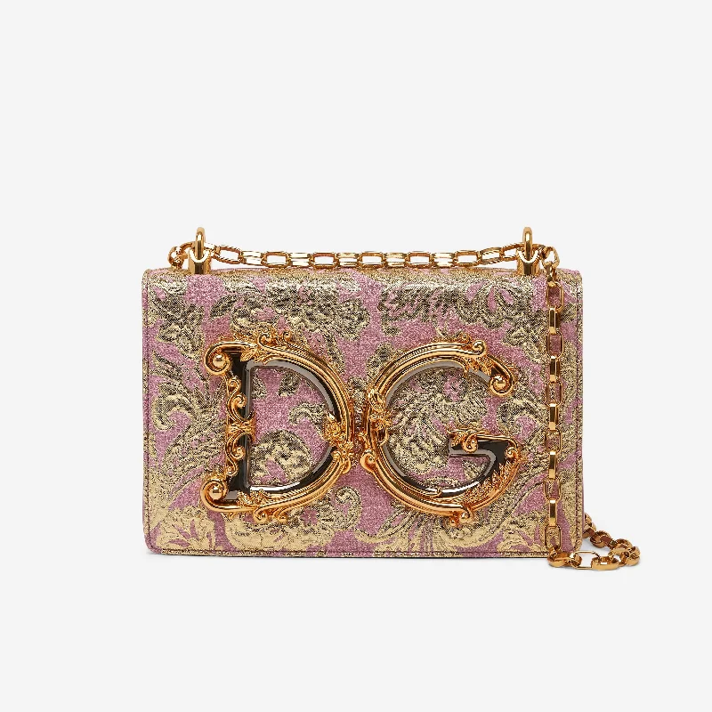 Ladies shoulder bag with boxy shape-Dolce & Gabbana Pink Rayon Shoulder Bag Bb6498Aw1238L418