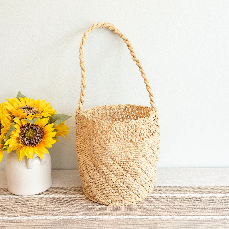 ladies handbags with top handle-Elena Handbags Summer Fashion Raffia Basket Bag