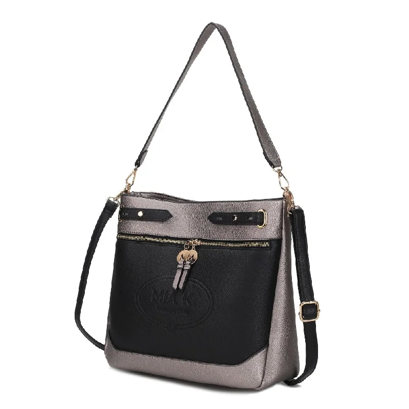 Ladies shoulder bag for campers-Evie two-tone Vegan Leather Women’s Shoulder bag