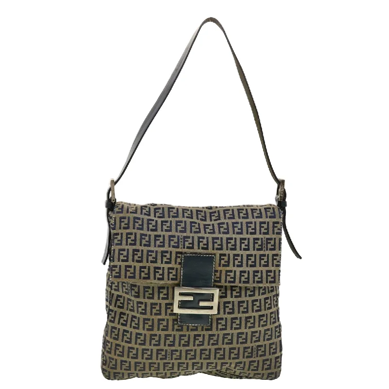 Ladies shoulder bag in chevron pattern-Fendi Zucchino Canvas Shoulder Bag (Pre-Owned)