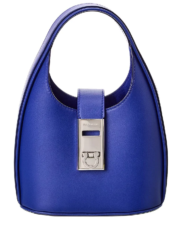 Ladies shoulder bag with ruched design-Ferragamo Gancini Buckle Leather Hobo Bag