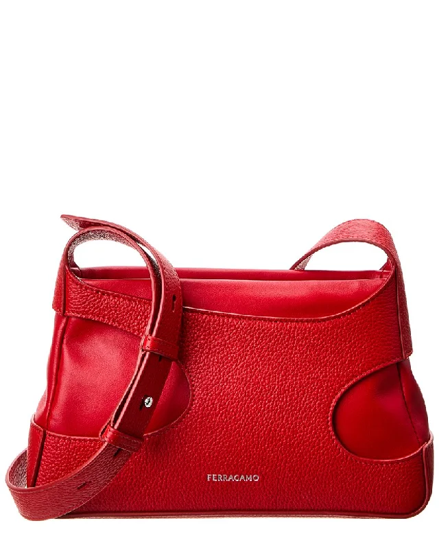 Ladies shoulder bag with slim profile-Ferragamo Leather Shoulder Bag