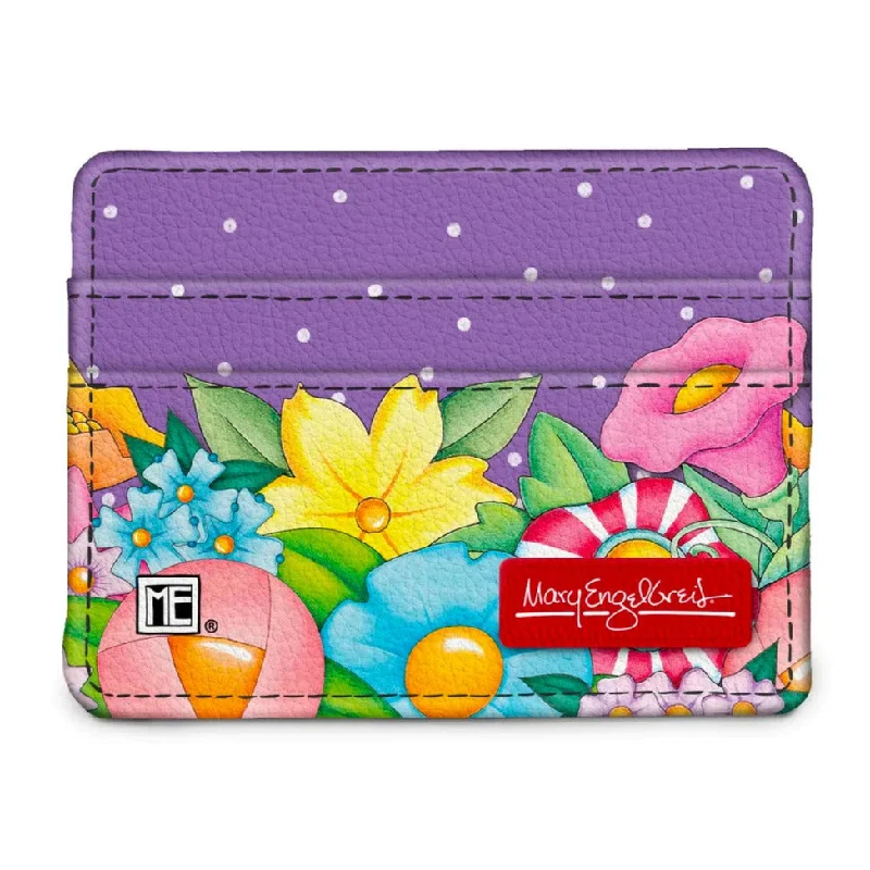 ladies wallet with button flap-Floral Garden Slim Wallet