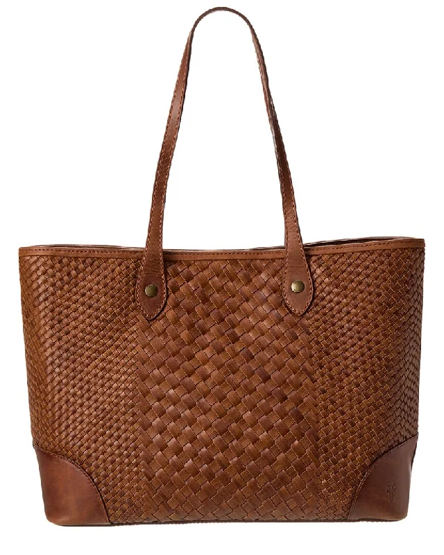 Ladies tote bag for carrying books-Frye Melissa Basket Woven Leather Shopper Tote