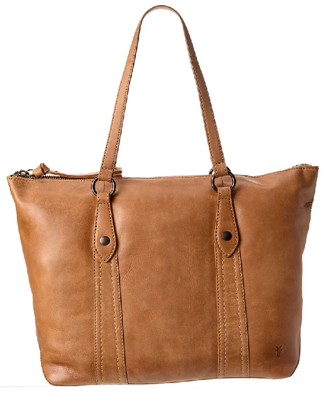 Ladies tote bag with monogram-Frye Melissa Zip Leather Shopper Tote