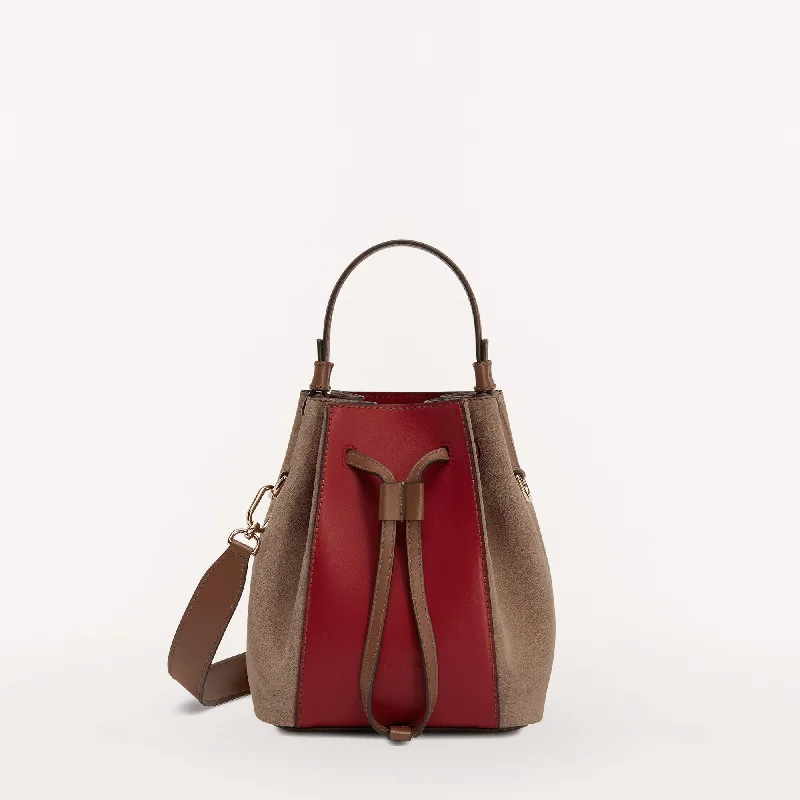 Ladies shoulder bag in knitted texture-Furla Miastella Bucket Bag Mini