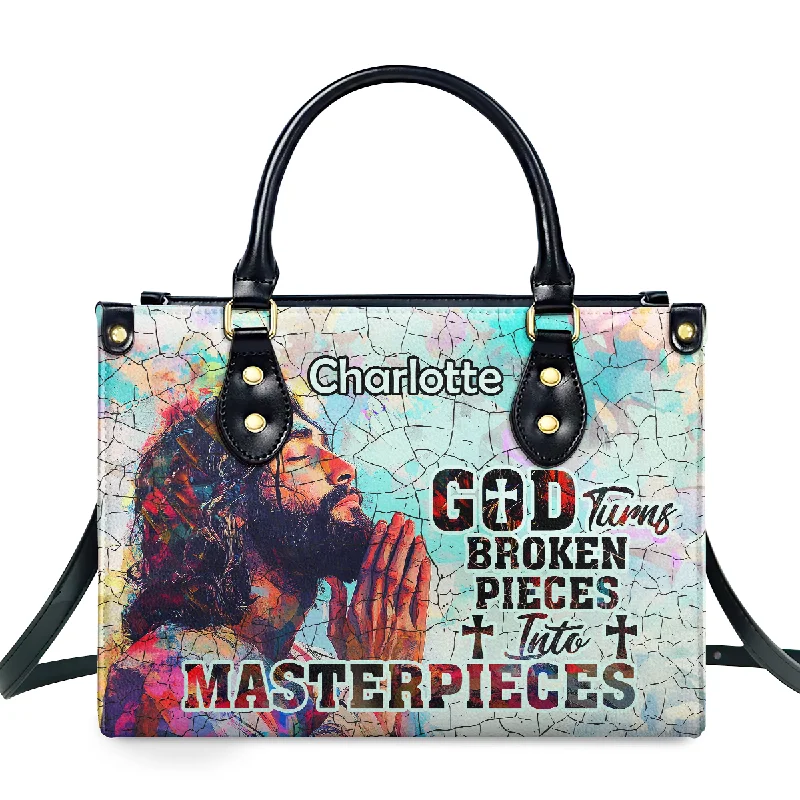 ladies handbags suede material-God Turns Broken Pieces Into Masterpieces - Personalized Leather Handbag SBLHBLM2743TA