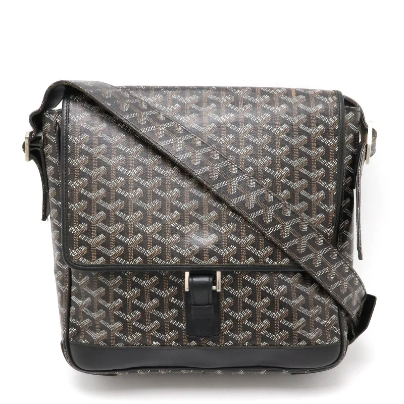 Ladies shoulder bag with sleek strap-Goyard Grand Bleu MM Coated Canvas Leather Shoulder Bag