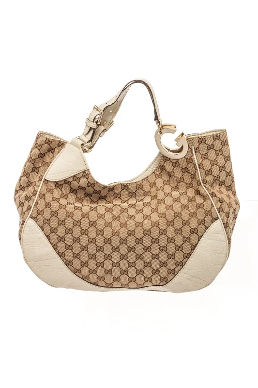 Ladies shoulder bag with detachable strap-Gucci Brown Leather Charlotte GG Shoulder Bag