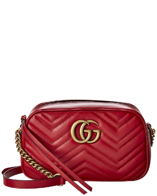 ladies handbags with stitching-Gucci GG Marmont Small Matelasse Leather Shoulder Bag