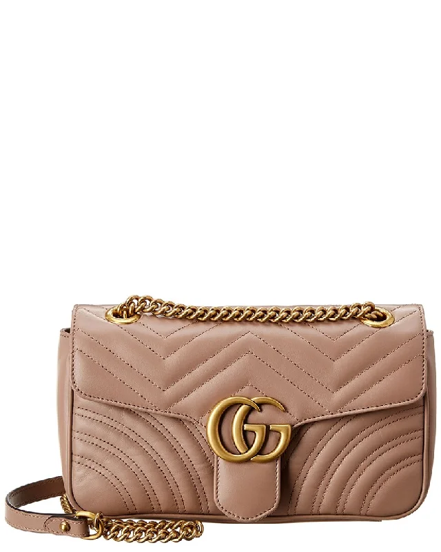 Ladies shoulder bag with double straps-Gucci GG Marmont Small Matelasse Leather Shoulder Bag